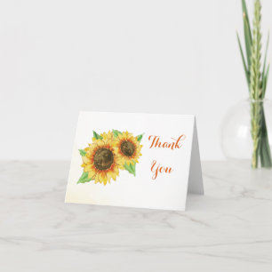 Carte de remerciements d'aquarelle Sunflowers