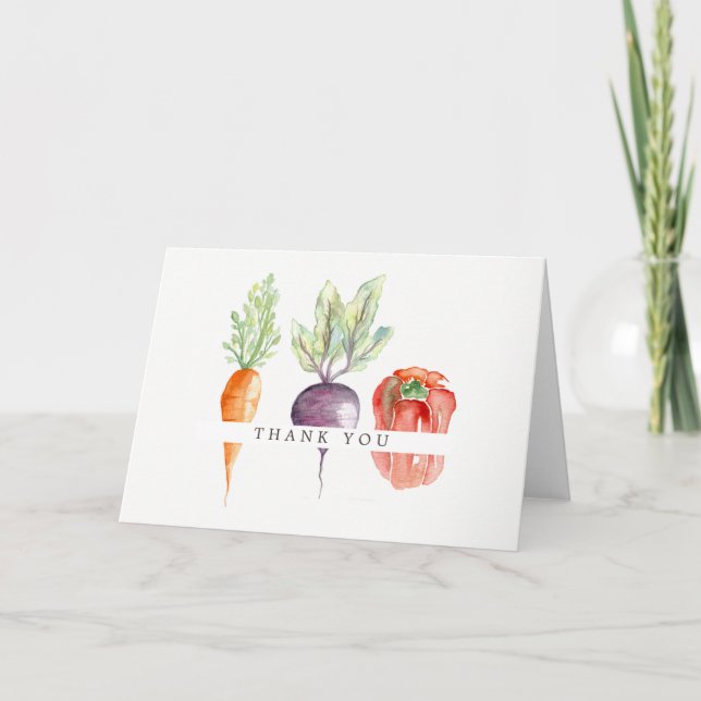 Carte de remerciements d'aquarelle Veggie Patch (Devant)