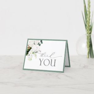 Carte de remerciements d'aquarelle verte et blanch