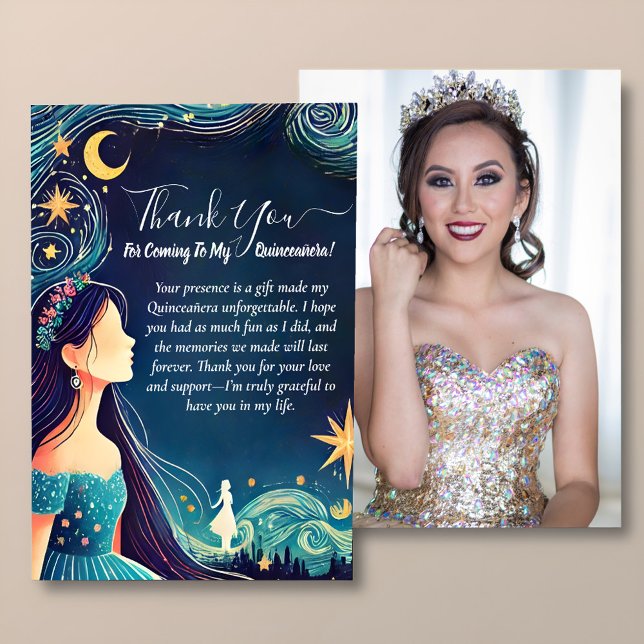 Carte De Remerciements Dark Fun Star Prom Starry Night Sky Quinceanera (Créateur téléchargé)