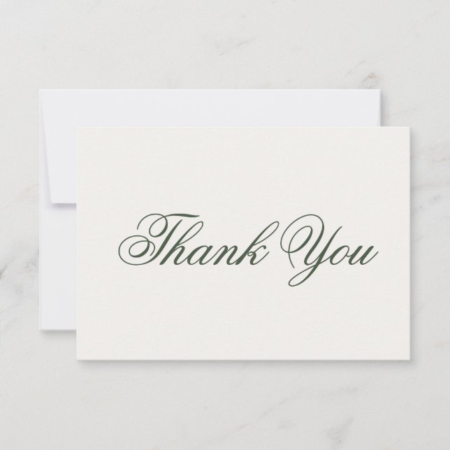 Carte De Remerciements Dark Green Greenery Wedding Thank You Card (Devant)