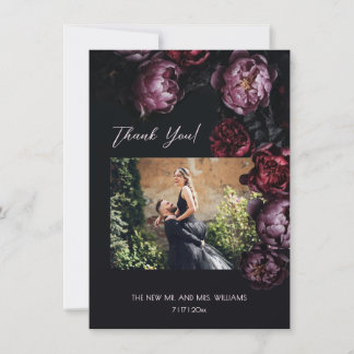 Carte De Remerciements Dark Moody Floral Wedding Thank You