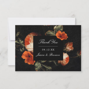 Carte De Remerciements Dark Romantic Floral Rose Master Mariage néerlanda