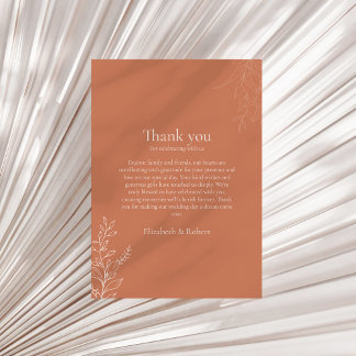 Carte De Remerciements Dark Terracotta Botanical Thank You Card