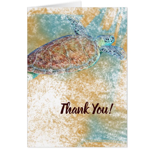 Carte de remerciements d'art de la tortue marine (Devant)