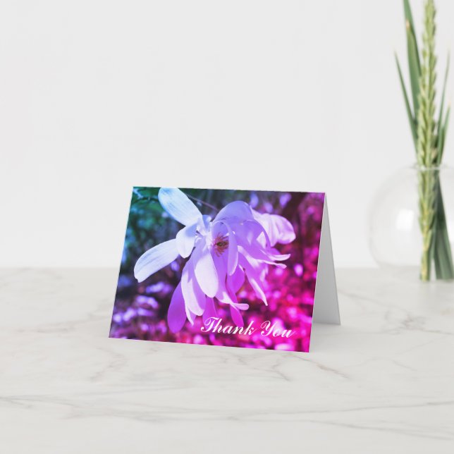 Carte de remerciements d'art floral blanc Magnolia (Devant)