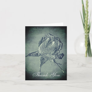 Carte de remerciements d'art floral Rose d'argent