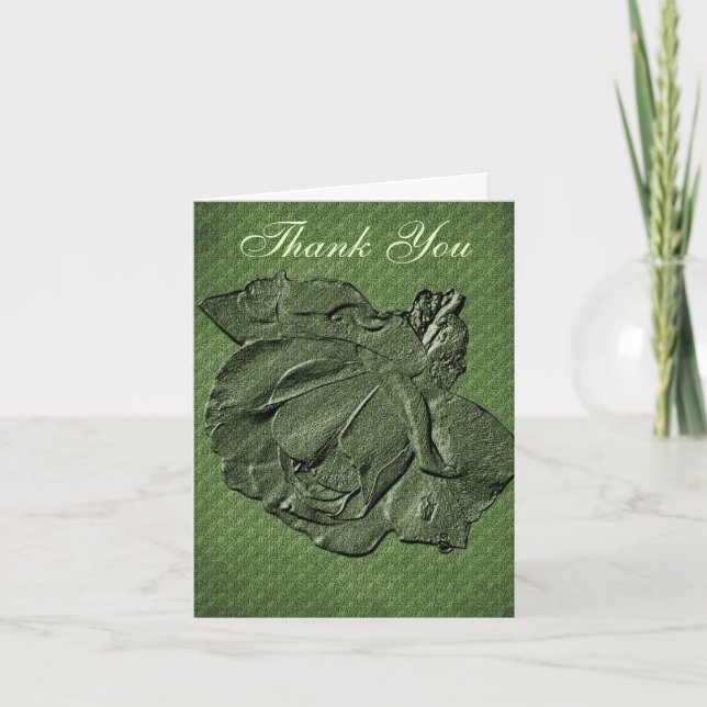 Carte de remerciements d'art floral Rose vert (Devant)