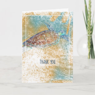 Carte de remerciements d'art peint sur la tortue m
