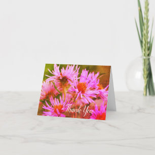 Carte de remerciements d'art rose Asters