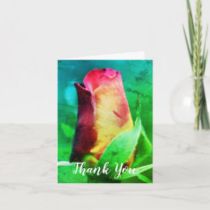 Carte de remerciements d'art rose jaune rouge