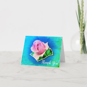 Carte de remerciements d'art rose Rosebud