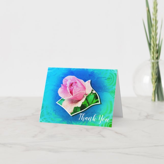 Carte de remerciements d'art rose Rosebud (Devant)