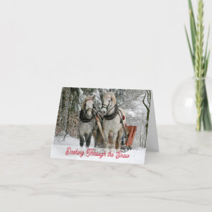 Carte De Remerciements Dashage à travers Snow Horse Sleigh Joyeux Noël