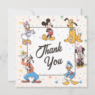 Carte De Remerciements Date d'anniversaire des personnages de Mickey & Fr