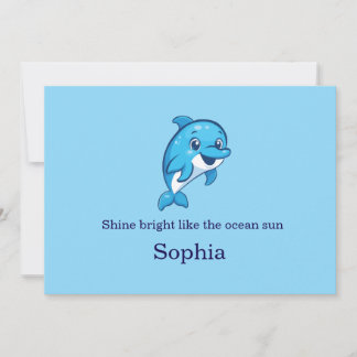 Carte De Remerciements Dauphin bleu de dessin animé mignon et heureux Cré