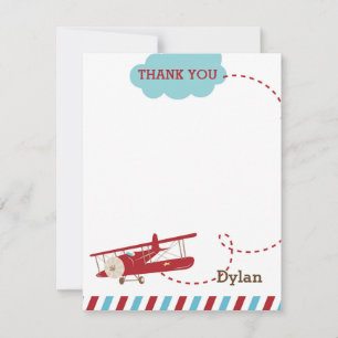 Carte de remerciements d'avion vintage - Avion Avi