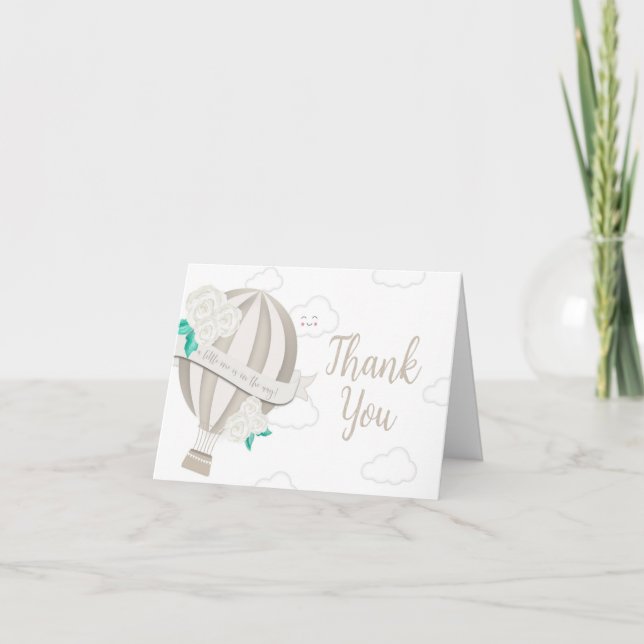 Carte de remerciements de Baby shower à air chaud  (Devant)