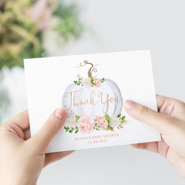 Carte de remerciements de baby shower à fleurs flo (Créateur téléchargé)