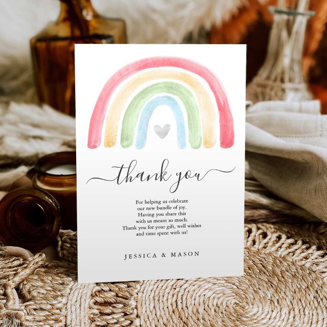 Carte de remerciements de Baby shower arc-en-ciel  (Créateur téléchargé)