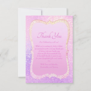 Carte de remerciements de Baby shower blanc rose e