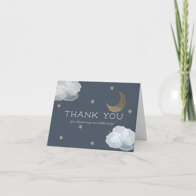 Carte de remerciements de Baby shower bleu Cloud S (Devant)