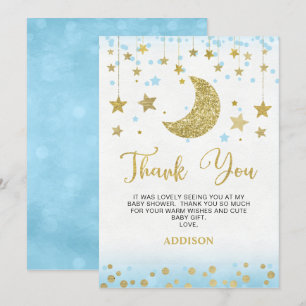 Carte de remerciements de Baby shower Blue Gold Pa