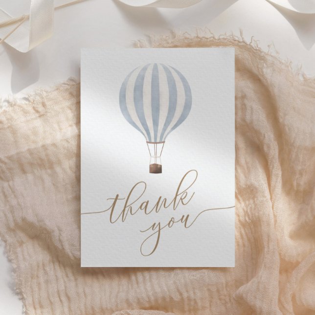 Carte de remerciements de Baby shower Blue Hot Air (Créateur téléchargé)