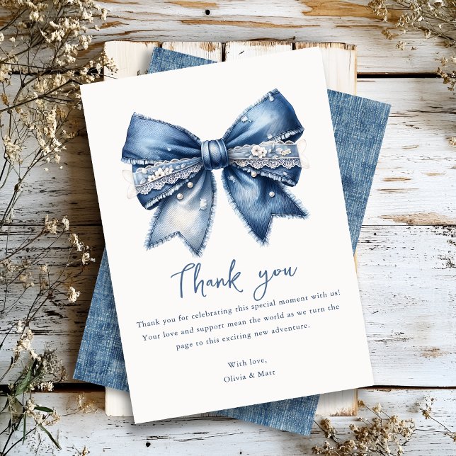 Carte de remerciements de Baby shower Blue Jean De (Créateur téléchargé)