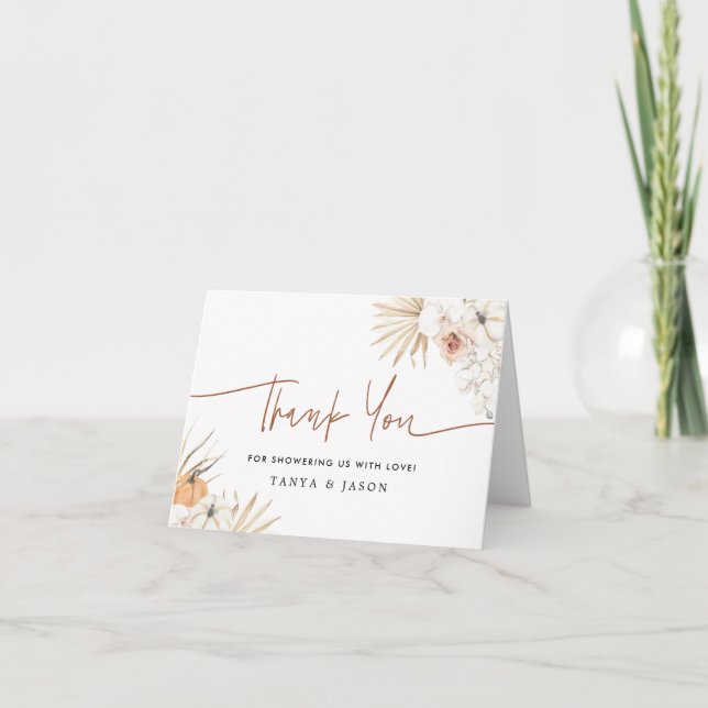 Carte de remerciements de Baby shower Boho citroui (Devant)