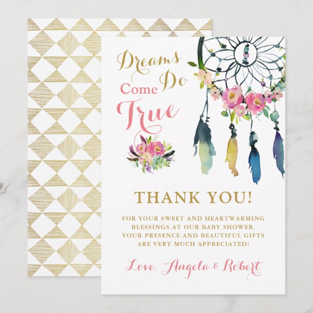 Carte de remerciements de Baby shower Boho Dream C (Devant / Derrière)