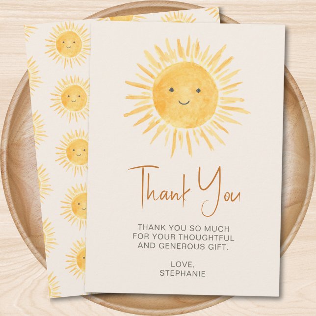 Carte de remerciements de Baby shower Boho Sunshin (Créateur téléchargé)