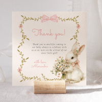 Carte de remerciements de Baby shower Bunny vintag