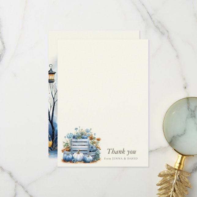 Carte de remerciements de Baby shower Citrouille B (Devant/Arrière en situation)
