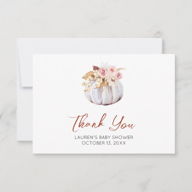 Carte de remerciements de Baby shower Citrouille d (Devant)