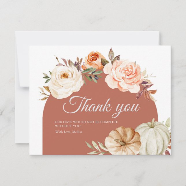 Carte de remerciements de Baby shower Citrouille o (Devant)