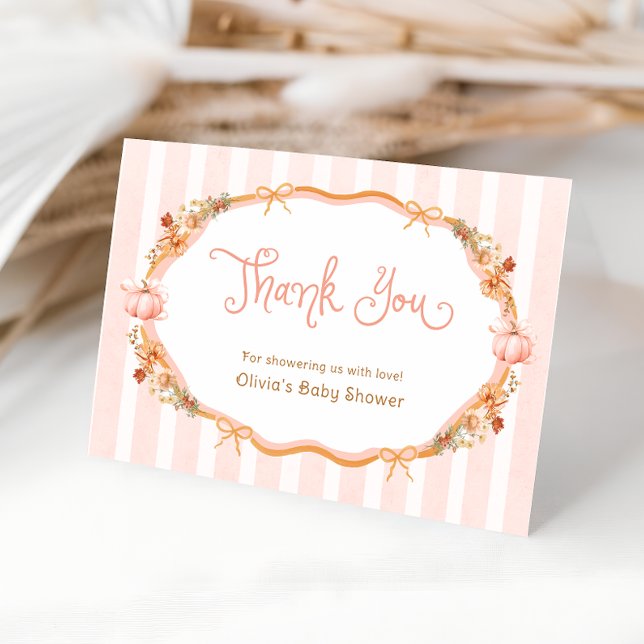 Carte de remerciements de Baby shower Citrouille o (Créateur téléchargé)