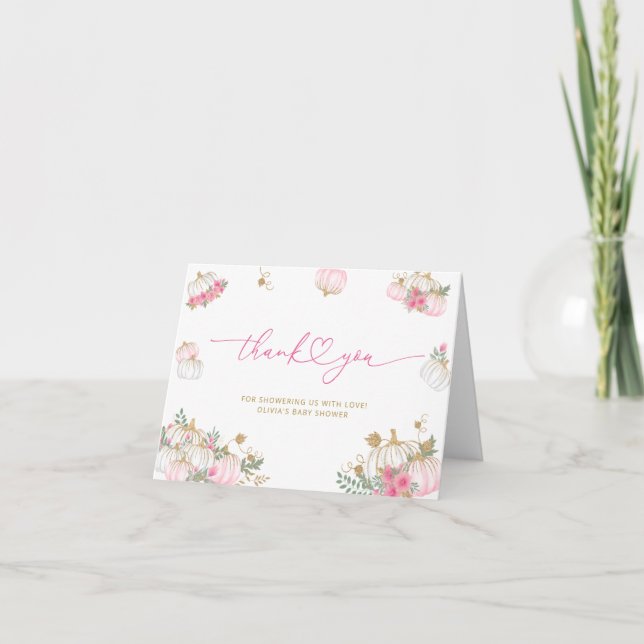 Carte de remerciements de Baby shower citrouille r (Devant)