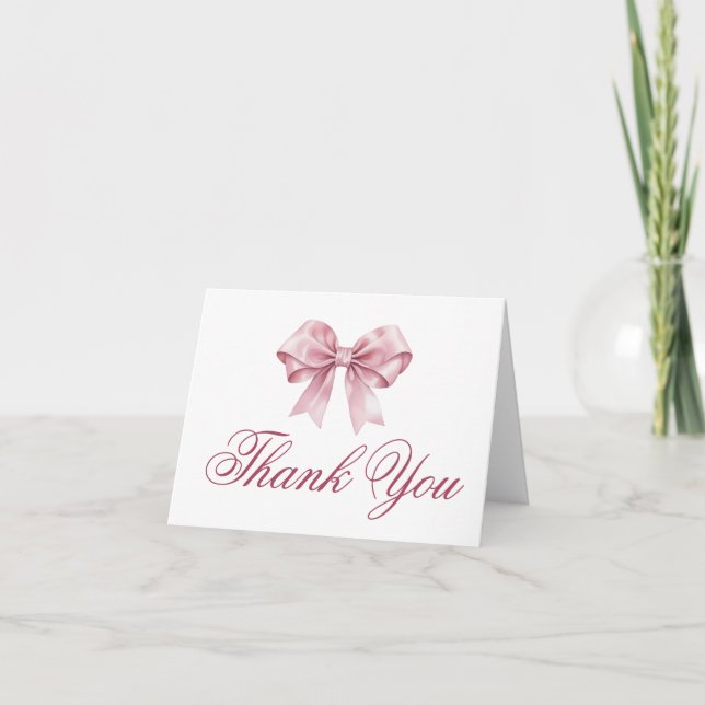 Carte de remerciements de Baby shower Coquette Bow (Devant)