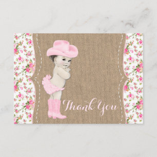 Carte de remerciements de Baby shower Cowgirl