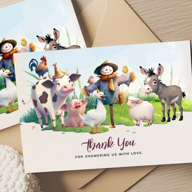 Carte de remerciements de Baby shower d'animaux de (Créateur téléchargé)