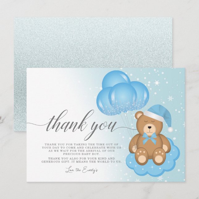 Carte de remerciements de Baby shower de ballons p (Devant / Derrière)