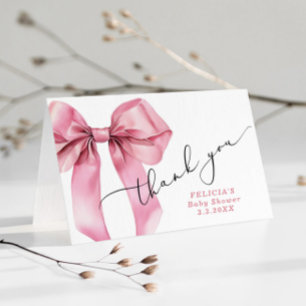 Carte de remerciements de Baby shower de Bow rose