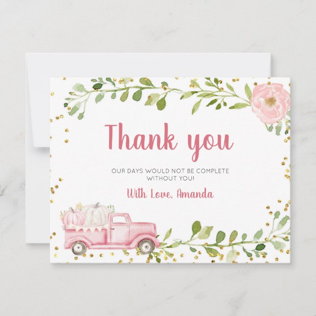 Carte de remerciements de Baby shower de camion Ci (Devant)