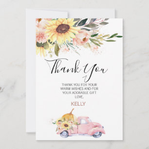Carte de remerciements de Baby shower de camion Ci