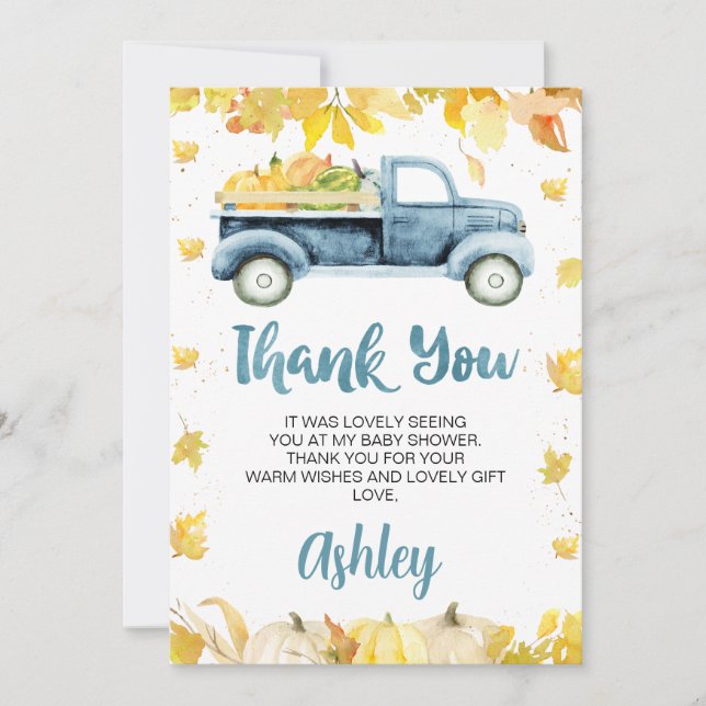 Carte de remerciements de Baby shower de camion Ci (Devant)