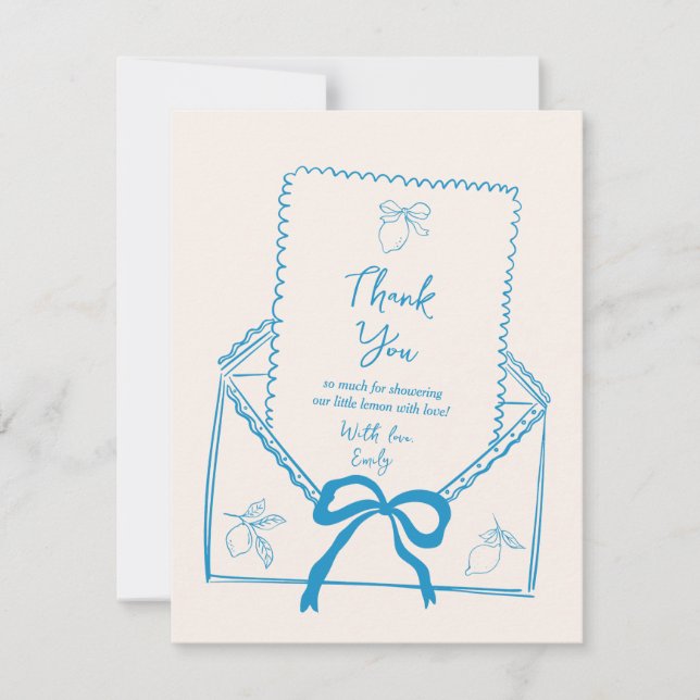 Carte de remerciements de Baby shower de citron à  (Devant)