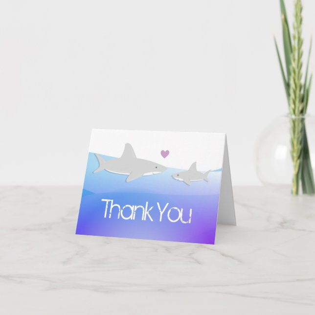 Carte de remerciements de baby shower de coeur pou (Devant)