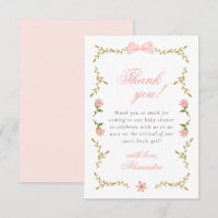 Carte de remerciements de Baby shower de coquette 
