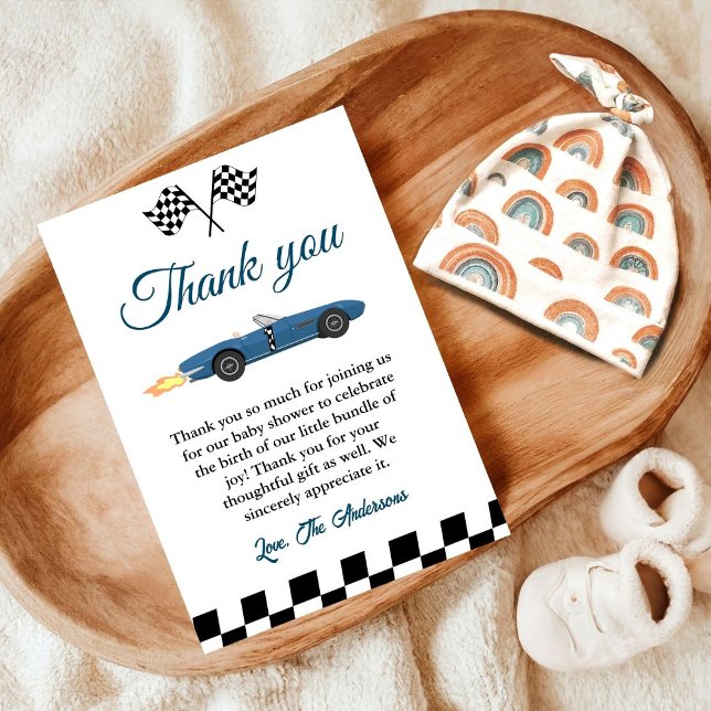 Carte de remerciements de Baby shower de course au (Créateur téléchargé)